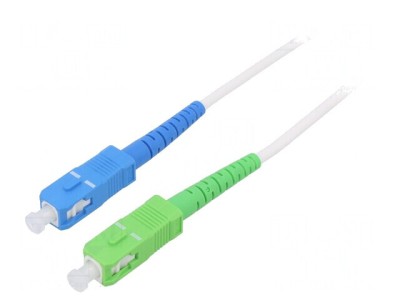 Patch cord fibră optic OS2 SC/APC-SC/UPC 5m alb foto