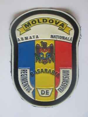 Emblema cauciucata 100x70 mm Armata Moldova:Regimentul transmisiuni Basarabia foto