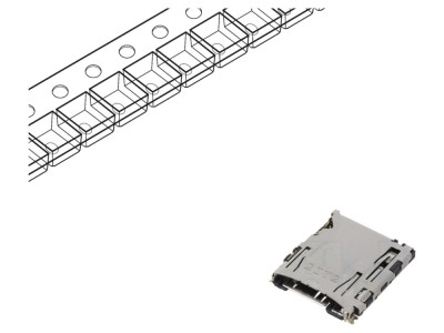 Conector microSD push-push pentru montare pe placa superioară foto
