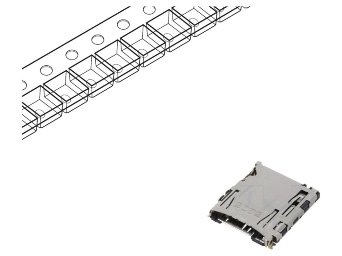 Conector microSD push-push pentru montare pe placa superioară