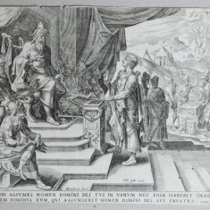 Maarten van Heemskerck gravura din seria "Cele zece porunci" sec 16-17