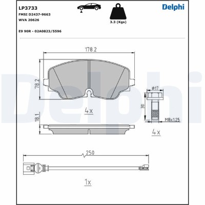 DELPHI LP3733 set placute frana,frana disc foto