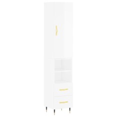 Dulap inalt, alb extralucios, 34,5x34x180 cm, lemn prelucrat