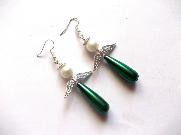 Cercei handmade, cercei ingerasi perle sticla si perle acrilic 42175 |  Okazii.ro