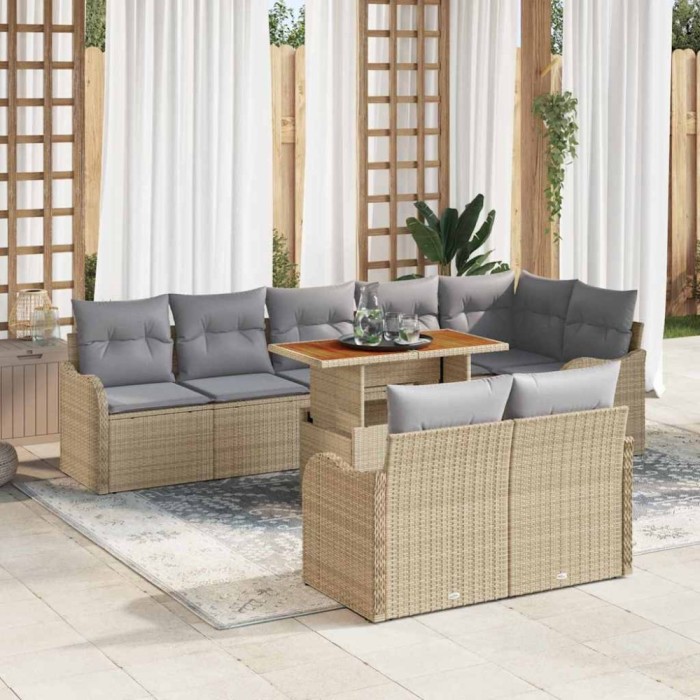 vidaXL Set de canapele pentru grădină Manual 9 pcs bej și gri deschis