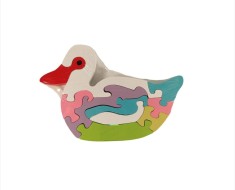 Puzzle din lemn de Construit, Ratusca colorata, 10 piese, 16.5 x 11 x 1 cm