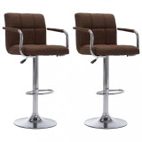 VidaXL Scaune de bar, 2 buc., maro, material textil