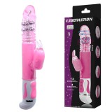 Vibrator Iepuras Fascination Rotativ Inainte-Inapoi, 30cm, Roz, 12 Functii Vibratie, Stimulare Clitoris si Punct G