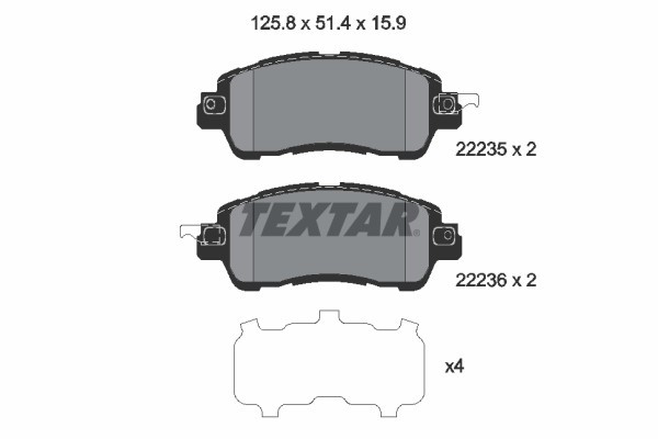 TEXTAR 2223501 set placute frana,frana disc
