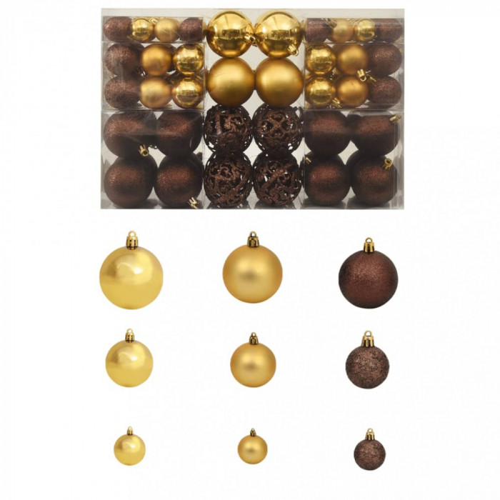 Set globuri de Craciun 100 buc. 3/4/6 cm, maro/bronz/auriu GartenMobel Dekor