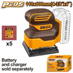 Șlefuitor cu Acumulator 20V, 110x100mm INGCO CSHSLI2014 &ndash; Compact, Eficient, Ușor de Utilizat