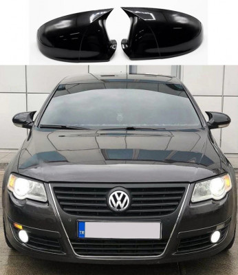 Capace oglinzi tip BATMAN Volkswagen Passat B6 (2005 - 2010) negru lucios foto