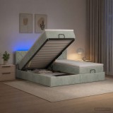 Cumpara ieftin Pat Ottoman cu Saltea si LED Gri deschis 180 x 200 cm Catifea
