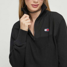 Tommy Jeans pulover femei, culoarea negru, cu turtleneck