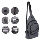 Rucsac Barbati Gri USB, 18x8x32 cm, Poliester, Multifunctional, Tableta 7.9", Powerbank, Accesorii