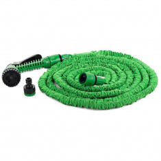 Furtun de gradina, Verk Group, extensibil, cu pistol de stopit, 7 moduri, verde, 5-15 m