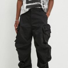 Diesel pantaloni P-HUGES-NEW bărbați, culoarea negru, cu fason cargo, A12880.0NJAX