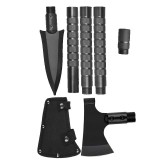 Baston Multifunctional pentru Camping, Topor si Sulita din Otel, cu Amnar si Fluier, 88 cm