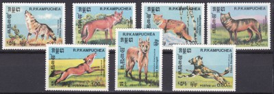 DB1 Fauna Cambodgia Fauna Lupi Vulpi 7 v. MNH foto