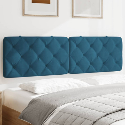 vidaXL Pernă tăblie de pat, albastru, 180 cm, catifea foto