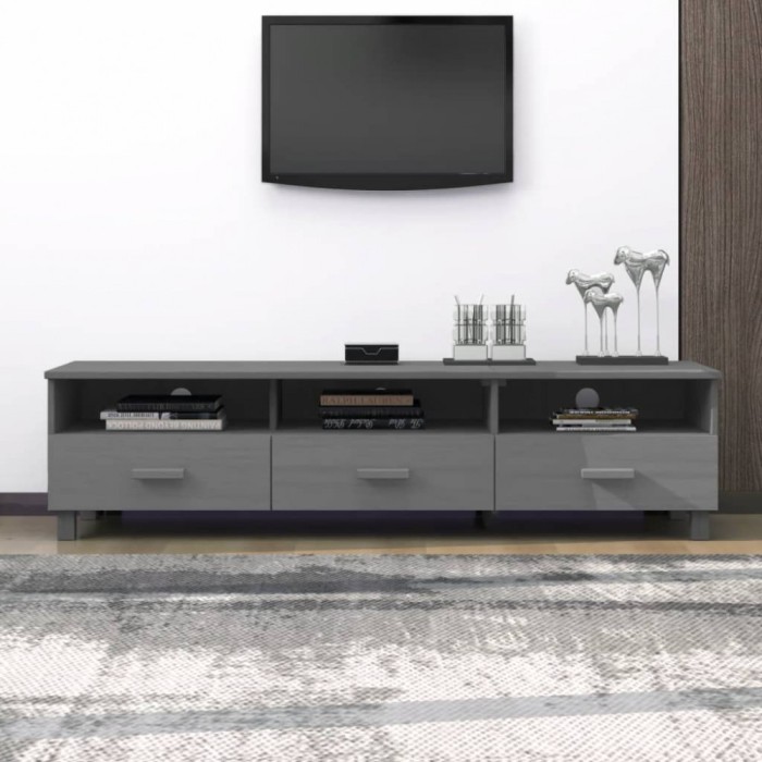 vidaXL Comodă TV, gri &icirc;nchis, 158x40x40 cm, lemn masiv de pin