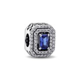 Charm/talisman argint 925, JW1192, model elegant cu piatra albastra, placat cu rodiu