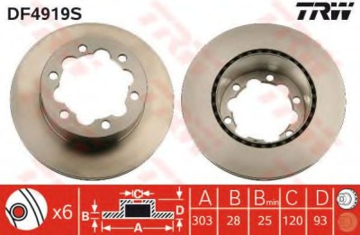 Disc frana VW CRAFTER 30-50 platou / sasiu (2F) (2006 - 2016) TRW DF4919S foto