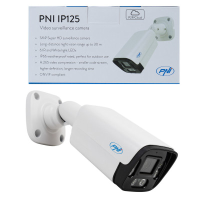 Resigilat : Camera supraveghere video PNI IP125 cu IP, 5MP, H.265, ONVIF, de exter foto
