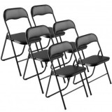 Set 6 scaune pliabile, Tapitate, Negru, max 158 kg, 44x43.5x78 cm
