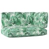 vidaXL Set 3 perne palet impermeabile, model frunze verde, oxford, pentru exterior, gradina, terasa. Include sezut + 2 spate, 120x80x12cm