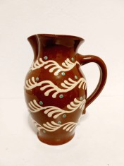Ulcica, carafa, ulcior, lut glazurat, stil folk art taranesc rustic 18 cm foto