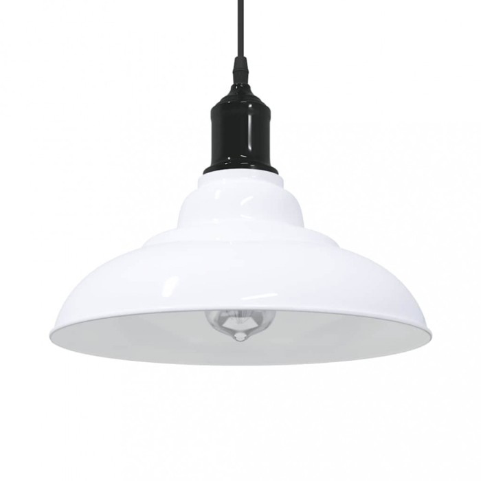 vidaXL Lampă suspendată reglabilă pe &icirc;nălțime E27 alb lucios metal