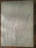 Mihail Gion (1912 - 1993) LITOGRAFIE *** IELELE, Abstract, Cerneala