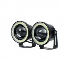 Set 2 proiectoare auto cu LED Angel Eyes, 89mm, lumina alba foto