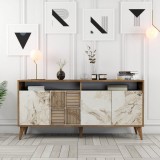 Cumpara ieftin Consola Milan 160 - Walnut, Alb Marble