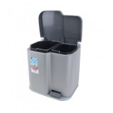 Cos de gunoi cu aspect inox Strend Pro Bin Duo 21L, plastic, cu pedala, 2 compartimente