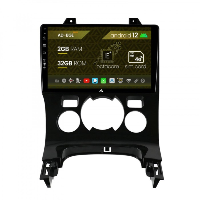 Navigatie Peugeot 3008 5008, Android 12, E-Octacore 2GB RAM + 32GB ROM, 9 Inch - AD-BGE9002+AD-BGRKIT259