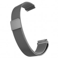 Curea tip Milanese Loop compatibila cu Samsung Galaxy Watch3, 45mm, Telescoape QR, 22mm, Space Gray