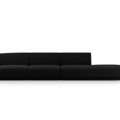 Canapea 4 locuri cotiera dreapta, Miley, Micadoni Home, BL, 325x85x74 cm, catifea, negru