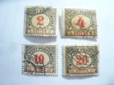 Serie mica Austria 1904 Cifre Taxe - Militar Post 4 val. stampilate