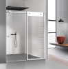 Paravan dus cu usa glisanta Glissando INOX, model Supreme alb, sticla clara securizata, pentru nisa cu latime intre 140-150x205 cm, Leroy Glass