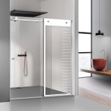 Paravan dus cu usa glisanta Glissando INOX, model Supreme alb, sticla clara securizata, pentru nisa cu latime intre 160-170x205 cm, Leroy Glass