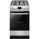 Aragaz Hansa FCMX5825092, Mixt, 4 arzatoare, Aprindere electrica, Dispozitiv siguranta, 65 l, Grill, Timer, Clasa A, 50 cm, Inox