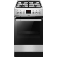 Aragaz Hansa FCMX5825092, Mixt, 4 arzatoare, Aprindere electrica, Dispozitiv siguranta, 65 l, Grill, Timer, Clasa A, 50 cm, Inox