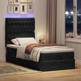 Cumpara ieftin Cadru de pat otoman cu saltele, catifea neagra 100x200cm