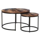 Cumpara ieftin Set 2 masute cafea DTD laminat nuc metal negru Cirko 80x48 cm, 48x42 cm
