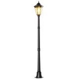 Outsunny St&acirc;lp Solar de Grădină cu Lumină LED și Senzor de Mișcare, Negru | Aosom Romania