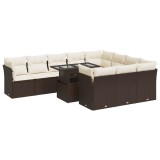 Cumpara ieftin Set canapele de gradina cu perne, 11 piese, maro, poliratan