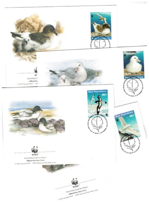 Ross Dependency 1997 - Fauna WWF, păsări, serie 4 plicuri prima zi FDC