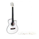 Chitara Clasica Lemn Ideallstore 4/4, 95cm, Tei, 6 Corzi Fosfor Bronz, Alb + Set Corzi Chitara